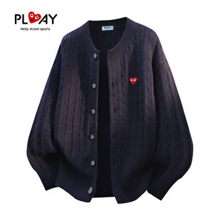 新款 PLAY 秋冬季 官方针织开衫 韩系慵懒风圆领男女百搭外套 HEITY