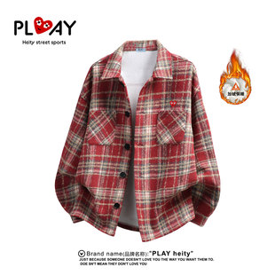 男女款 官方小香风百搭拼色复古翻领宽松衬衫 休闲外套 HEITY PLAY