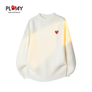 秋冬复古简约纯色潮牌宽松情侣款 官方针织衫 百搭上衣 HEITY PLAY