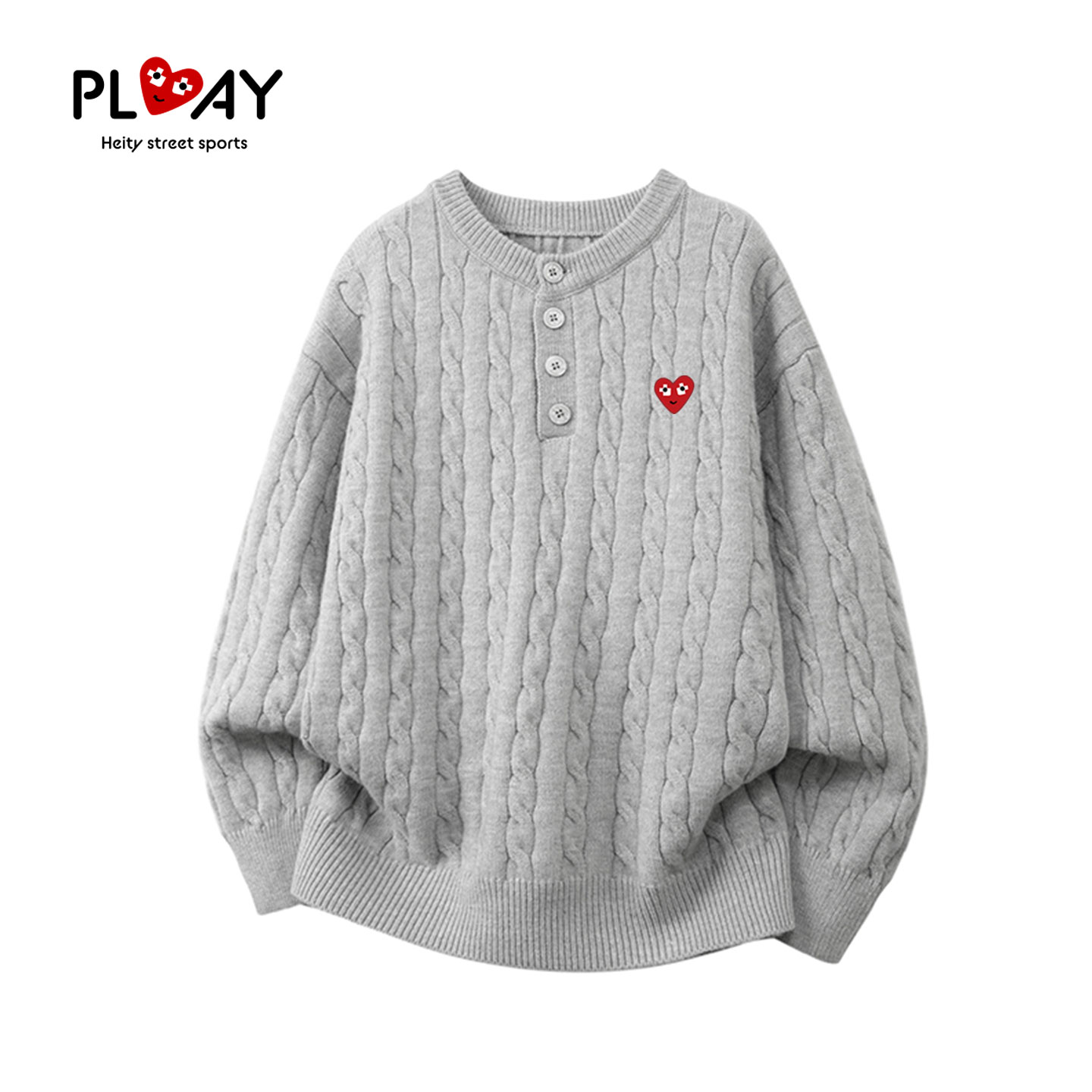 PLAY HEITY 官方针织衫秋冬季新款麻花圆领毛衣男女休闲百搭上衣