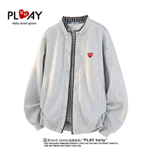 新款 官方春季 潮牌假两件格子拼接男女款 大码 外套 PLAY 开衫 HEITY