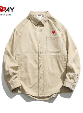 PLAY HEITY 官方衬衫秋季新款复古水洗工装男女宽松情侣百搭外套