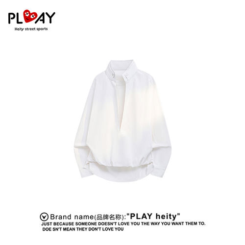 PLAYHEITY男女撞色拼接长袖衬衫