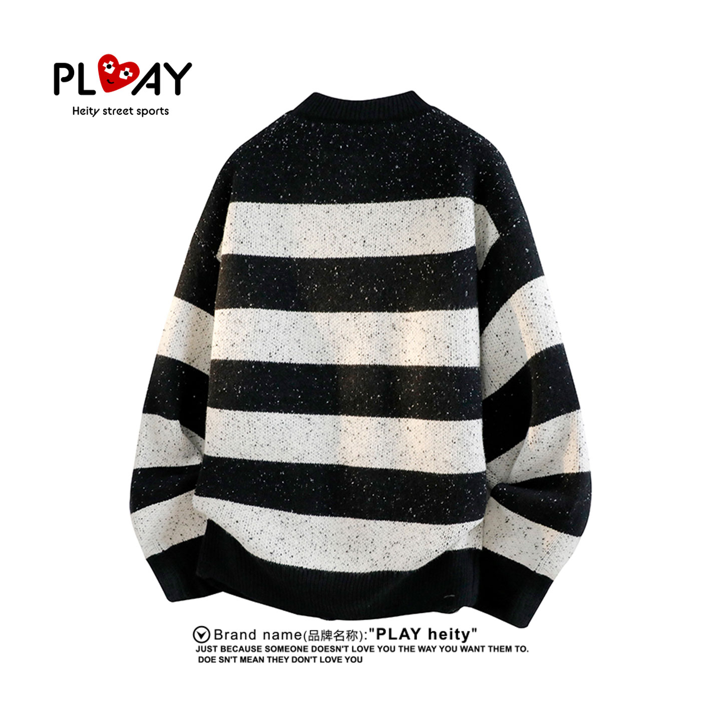 PLAY HEITY 秋冬新款男女同款宽松休闲百搭慵懒复古条纹针织毛衣