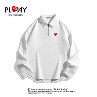 HEITY 宽松复古纯色半拉链休闲长袖 官方春季 男女款 卫衣 新款 PLAY