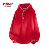 彩色纽扣连帽毛衣情侣秋冬宽松撞色针织衫 PLAY HEITY官方潮牌美式