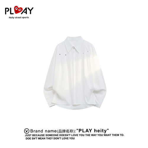 PLAYHEITY男女铆钉装饰长袖衬衫