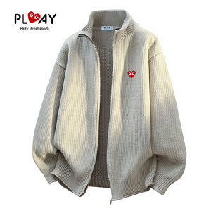 秋冬慵懒风立领时尚 官方针织开衫 潮保暖宽松男女外套 HEITY PLAY