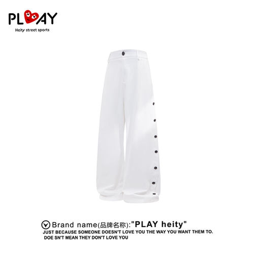 PLAYHEITY男女侧边排扣休闲裤