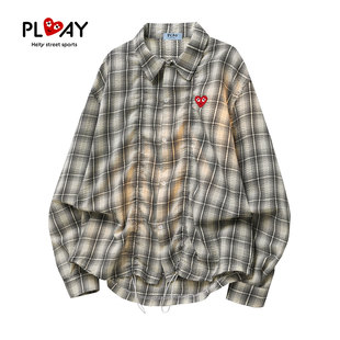 HEITY 潮牌男女长袖 官方衬衫 新款 格纹宽松休闲百搭上衣 秋季 PLAY
