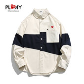 HEITY 官方衬衫 秋季 PLAY 新款 潮牌撞色拼接男女休闲宽松百搭外套