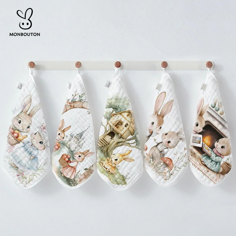 MonBouton婴儿口水巾纯棉纱布