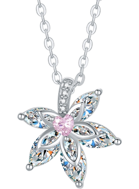 六桂福枫叶项链女925银套链