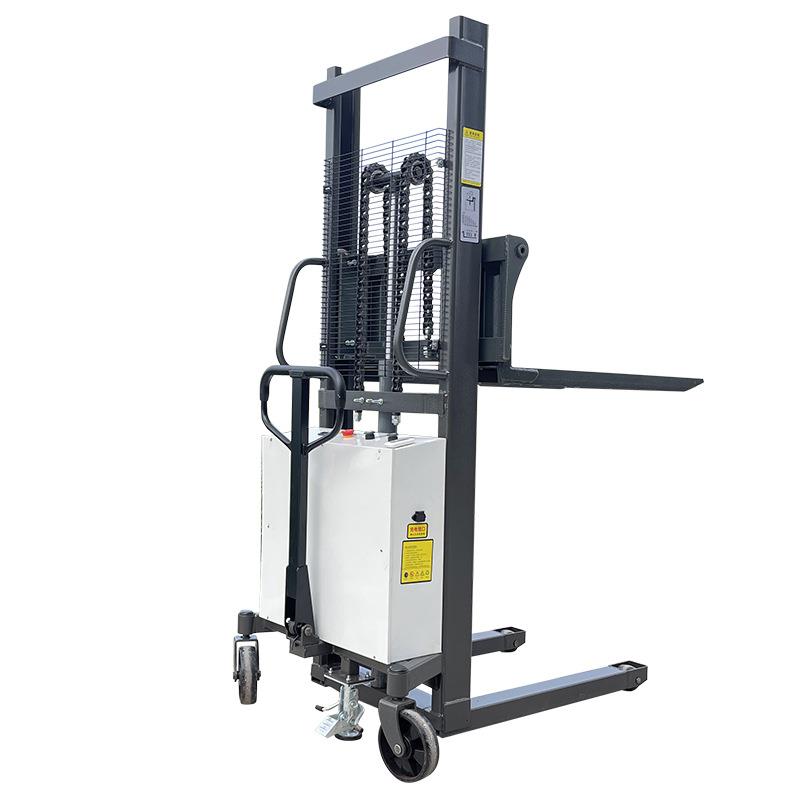 电动堆高车小型升高车1吨1.5吨半自动升降电瓶堆垛机半电动叉车