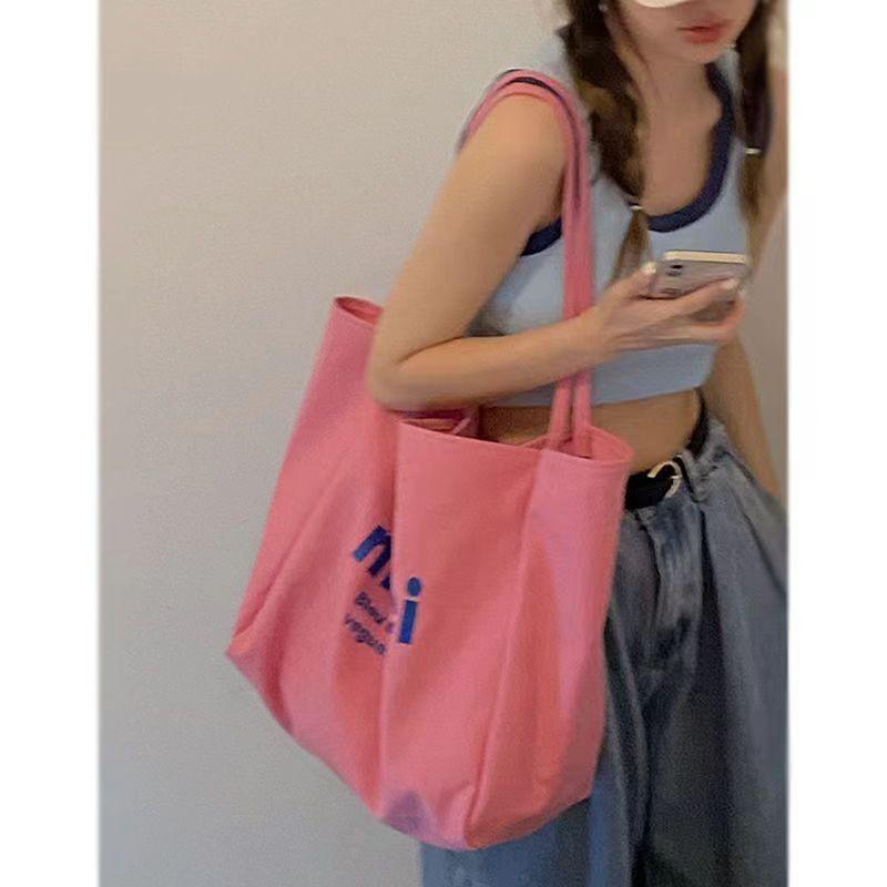 包包女韩版上班通勤包慵懒帆布包单肩大容量帆布袋学生时尚大包