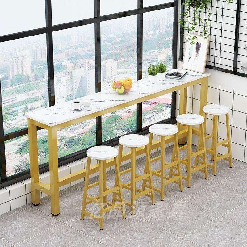 靠墙吧台桌简约家用轻奢吧台桌椅窄桌高脚桌商用长条吧台桌子新品
