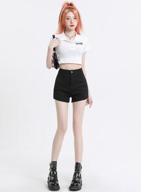 UYH高腰牛仔短裤女辣妹百搭弹力显瘦修身洋气御姐斩男斩女热裤子