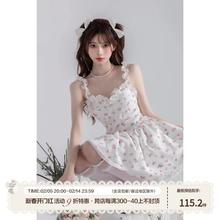 现货SISI酱原创《超仙碎花公主裙》收腰裙摆两层加了蕾丝花边很仙