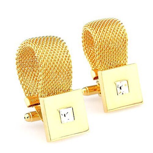 极速Free dshipping Gold-color Cufflinks golden color square