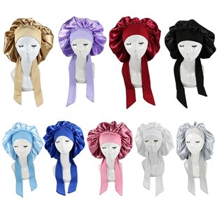 极速Women Satin Solid Sleeping Hat Night Sleep SCap Hair Car