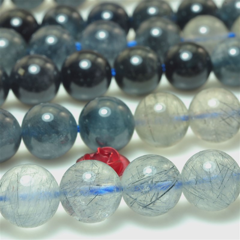 极速天然水晶蓝发晶散珠光面圆珠串珠子首K饰手錬女项链耳环手串