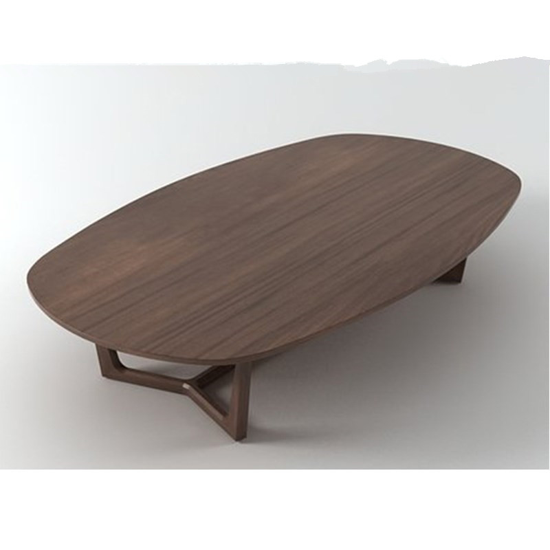 极速包邮b北欧实木椭圆形茶几简约黑胡桃木茶几椭圆茶几木蜡油原