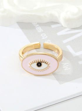 极速.Enamel Oval Evilq Eye Finger Rings For Women Fashion Vi