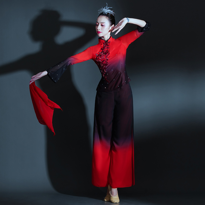 秧歌服演出服202m5新款九儿古典舞蹈服装女飘逸伞舞现代广场舞套