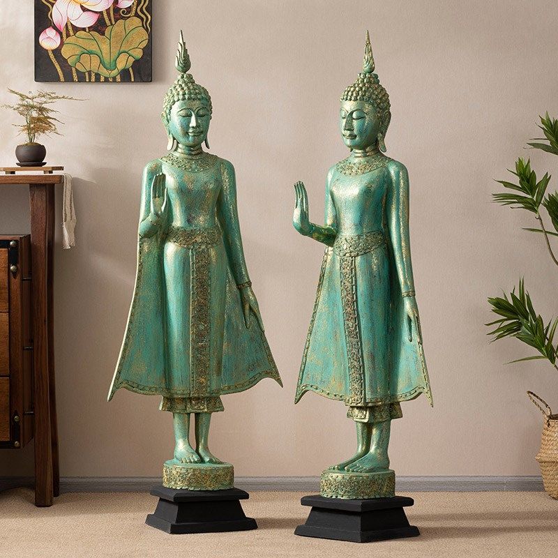 极速泰国迎宾人偶餐厅门s口装饰摆件泰式佛像木雕工艺品奶茶店落