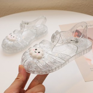 极速女童儿童宝宝女款 塑料透明水晶罗马包 女孩公主z夏沙滩果冻鞋
