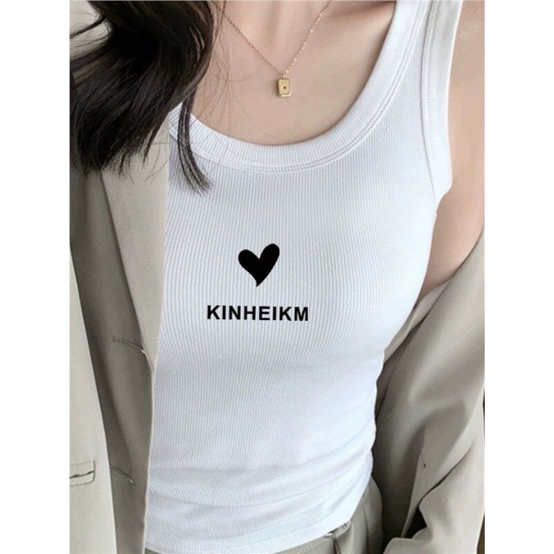 新品纯棉无袖打底内搭吊带背心女夏季E2025夏季白色短款外穿高腰