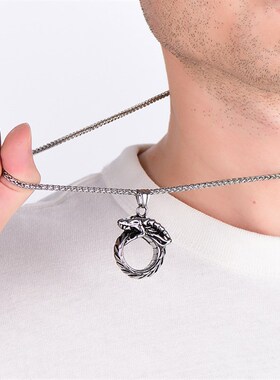 极速Jewelry ouroboros titanium steel necklMace men trendy pe