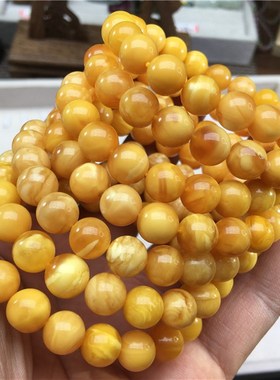 精品老蜜蜡 天然蜜蜡回u流花蜡单圈手链女款蜜蜡手链支持复检