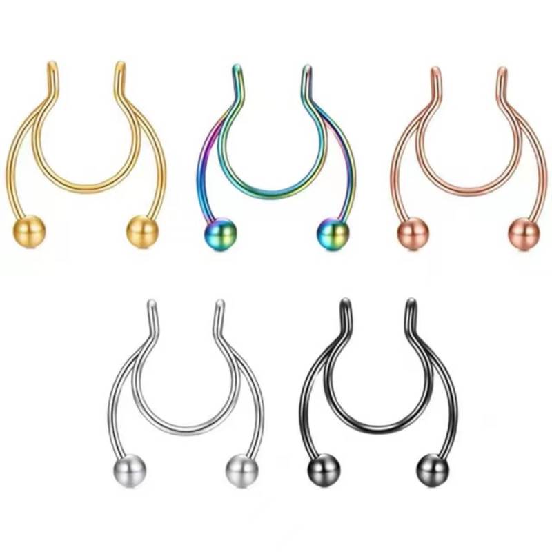 极速2023 Fake Piercing Nosve Ring Alloy Nose Piercing Hoop S