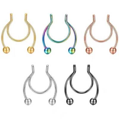 极速2023 Fake Piercing Nosve Ring Alloy Nose Piercing Hoop S
