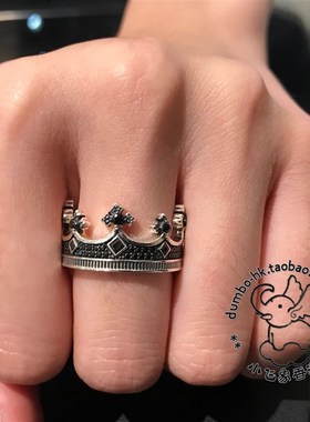极速Thomas Sabo 汤玛士 镶黑锆石 H皇冠 情侣 戒指 TR2208