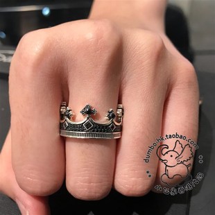 极速Thomas Sabo 汤玛士 镶黑锆石 H皇冠 情侣 戒指 TR2208