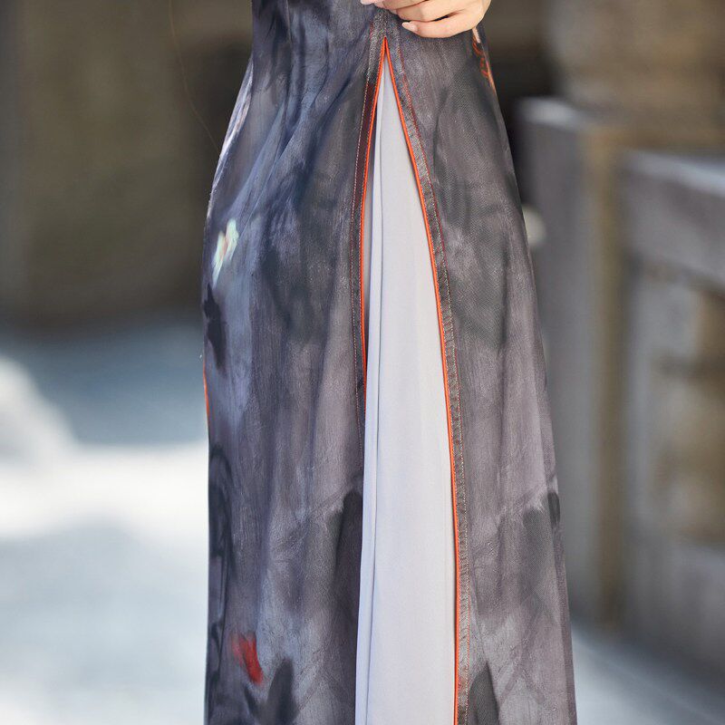 新品奥黛旗袍改良连衣裙小个子中年妈妈遮肚子春夏季年Y轻礼服胖m