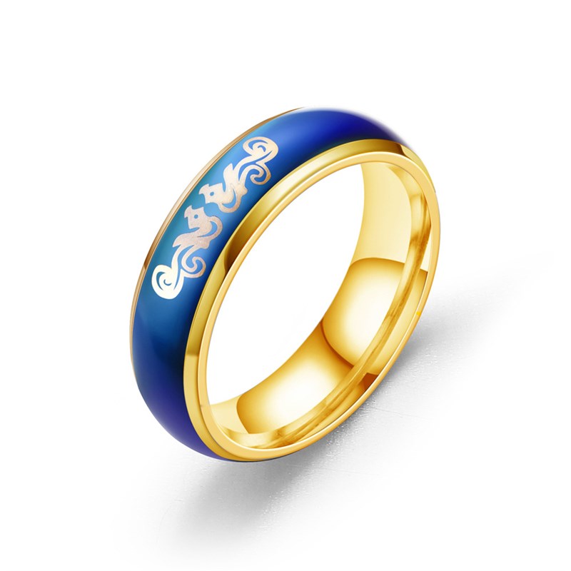 极速民族风新款凤求凰不锈钢赶温变E色情侣戒指男女简约学生纪念