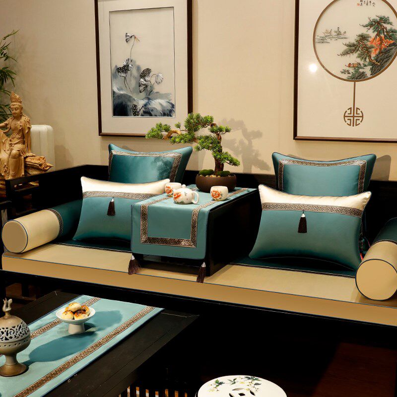 新品中式沙发垫红木家具垫子w带靠背高端乳胶坐垫实木椅子座垫套