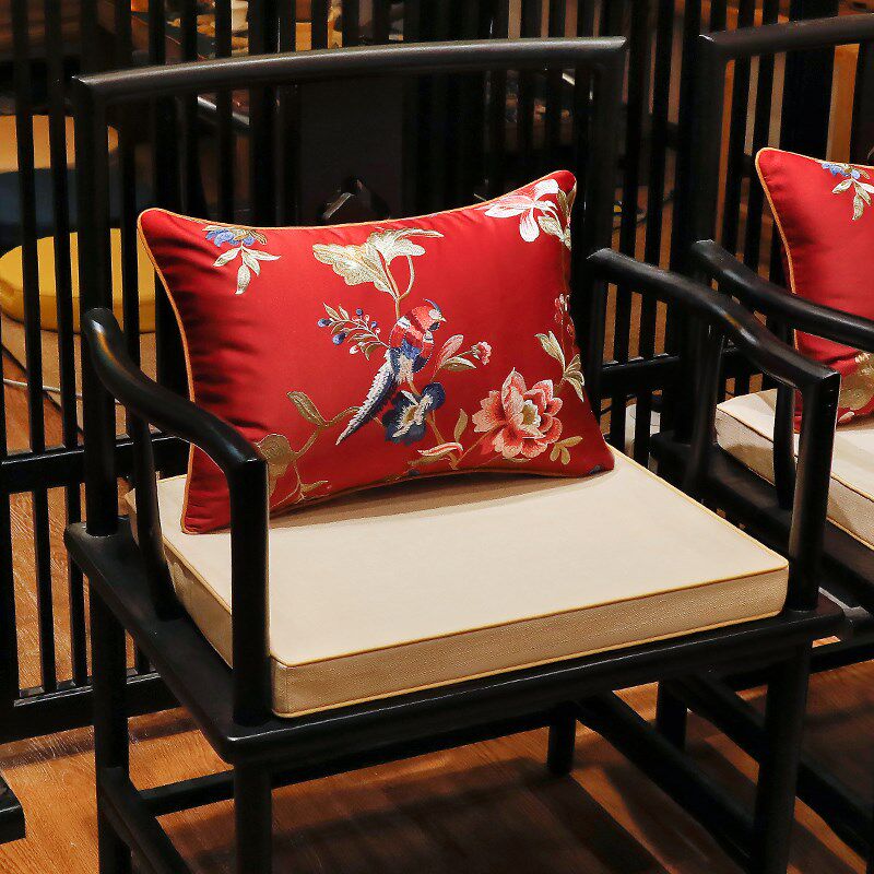 新品新中式乳胶坐垫实木茶餐桌椅子垫子古典圈椅太W师椅垫久坐座