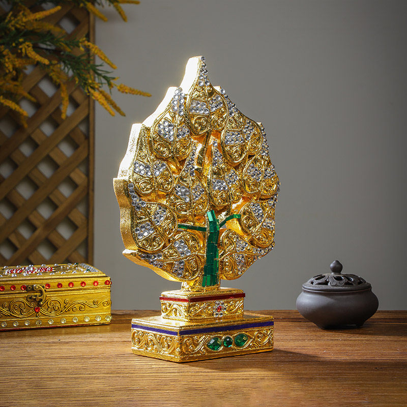 极速泰国c菩提树叶桌面木质摆件东南亚风格家居装饰品茶室复古禅