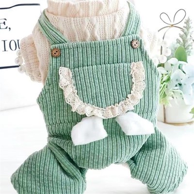 极速狗狗衣服秋冬四脚公主背带裤灯芯绒厚款小型犬泰Z迪比熊宠物