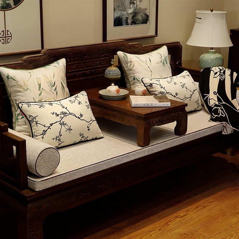新品实木沙发垫新中式红木沙发坐垫罗汉床L垫子靠背坐垫套防滑座