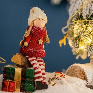 极速毛线布艺天使女孩挂件t摆件可爱圣诞节装饰品壁橱场景布置礼