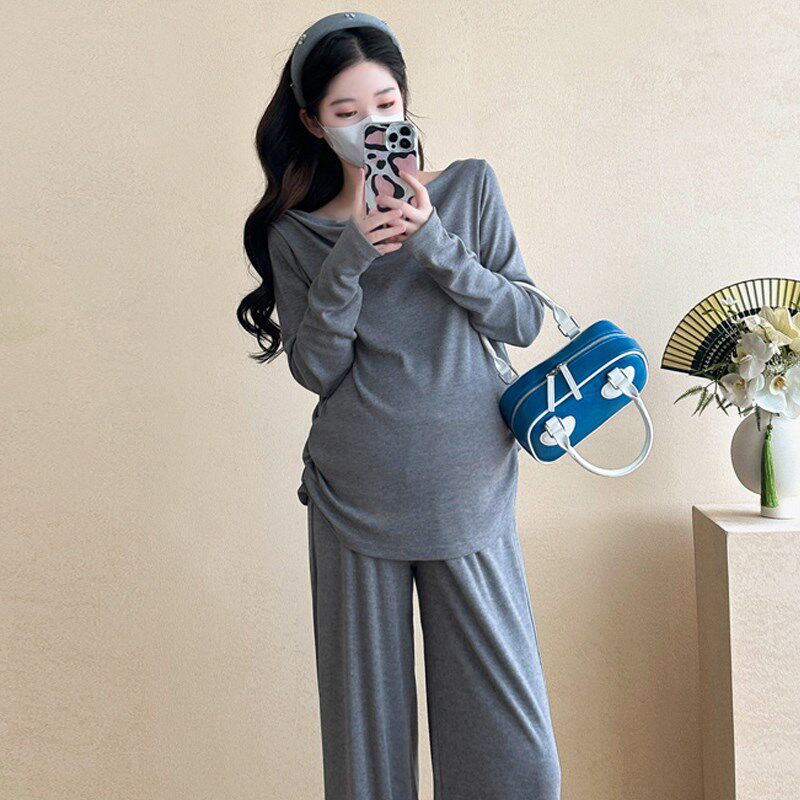 新品孕妇装春装套装2025新款春秋夏季T恤上衣女打底衫Z长袖休闲两