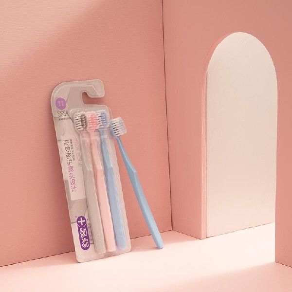 极速舒客舒克宽头高密洁齿软毛牙刷3支家庭装高Q密36孔成人护龈清