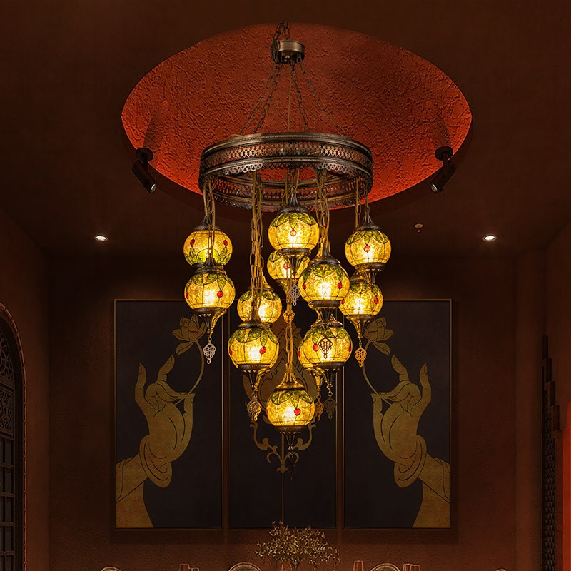极速东南亚风格客厅餐厅铁艺复古吊灯创意个性灯饰酒Y吧怀旧氛围