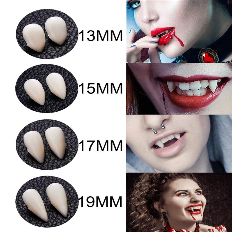 极速2 Pairs Vampire Teethw Fangs Dentures Props Elf Ears