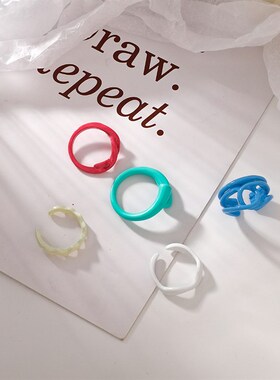 极速春季彩色戒指女时尚个性小众设计ins潮N食指戒指时尚感彩色戒